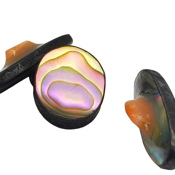 Sterling Silver Blister Pearl Cufflinks Antique Abalone Shell Cuff Links Jewelry - Picture 5 of 8